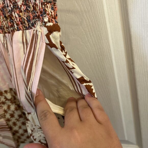 NWT Universal Thread Womens Patchwork Skirt Size Large Pink Brown Floral Stripe - Picture 11 of 16